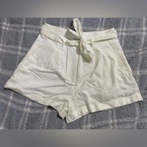 Women's Cream Tie-Waist Shorts